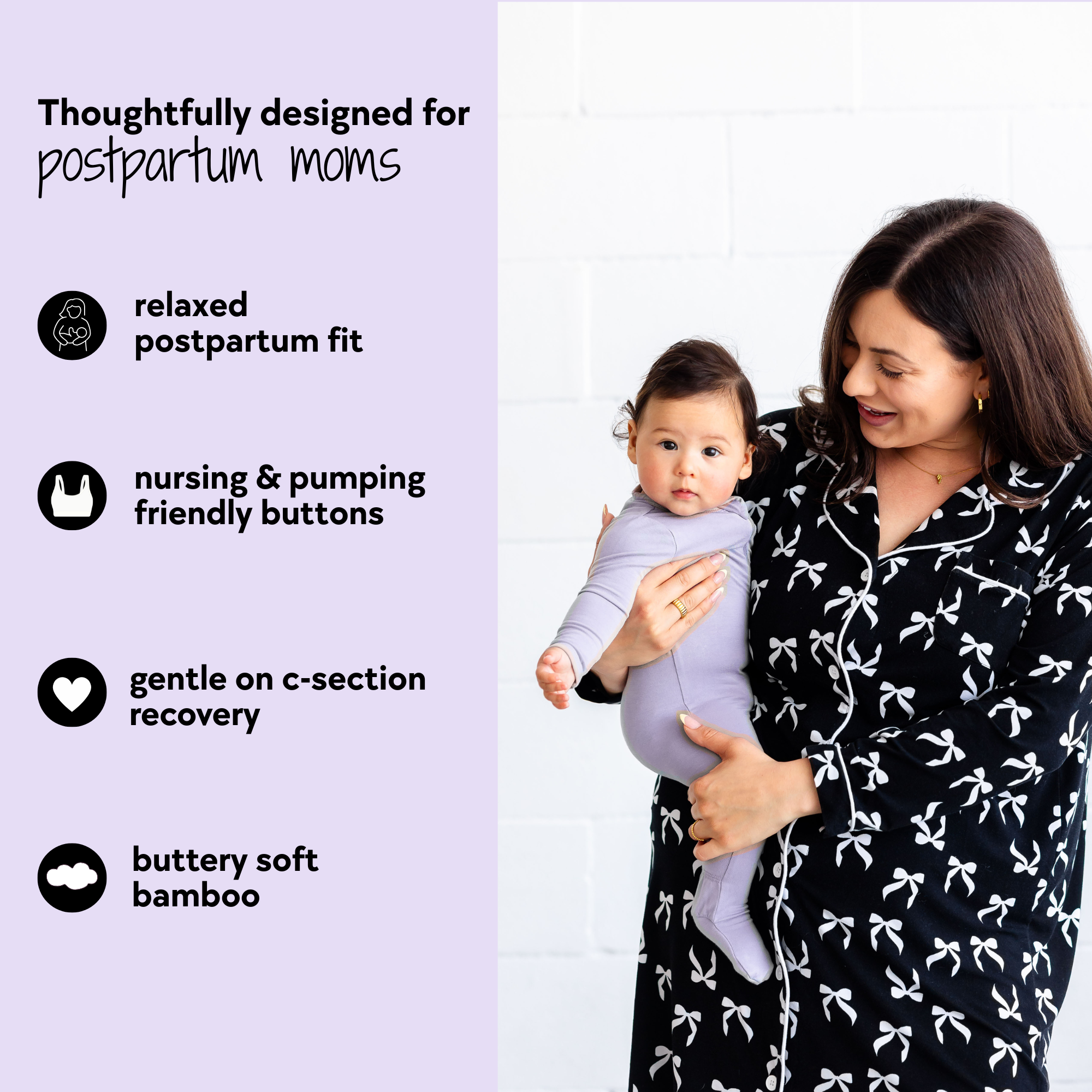 Postpartum Nightgown - Bows